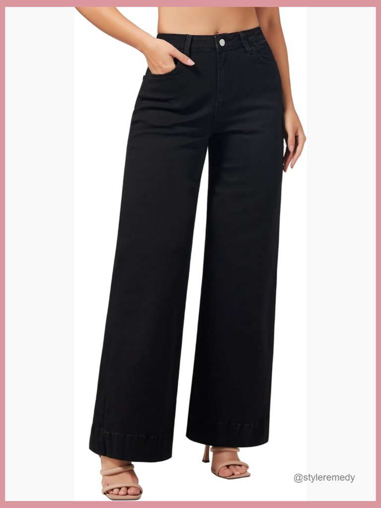 High Waisted Wide Leg Jeans Stretchy Denim Baggy Loose Fit